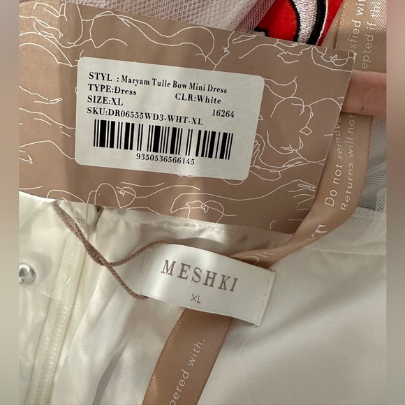 Meshki Maryam Tulle Bow Mini Dress - White - NWT - Picture 4 of 14